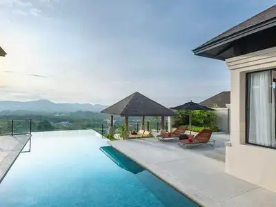 Mountain view in tropical paradise villa in Layan