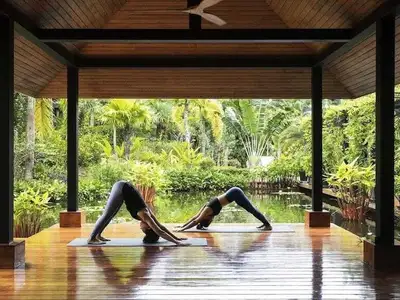 Mountain view in tropical paradise villa in Layan